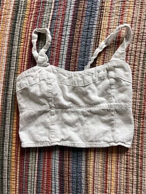 Abercrombie Cropped Linen-Blend Corset Top